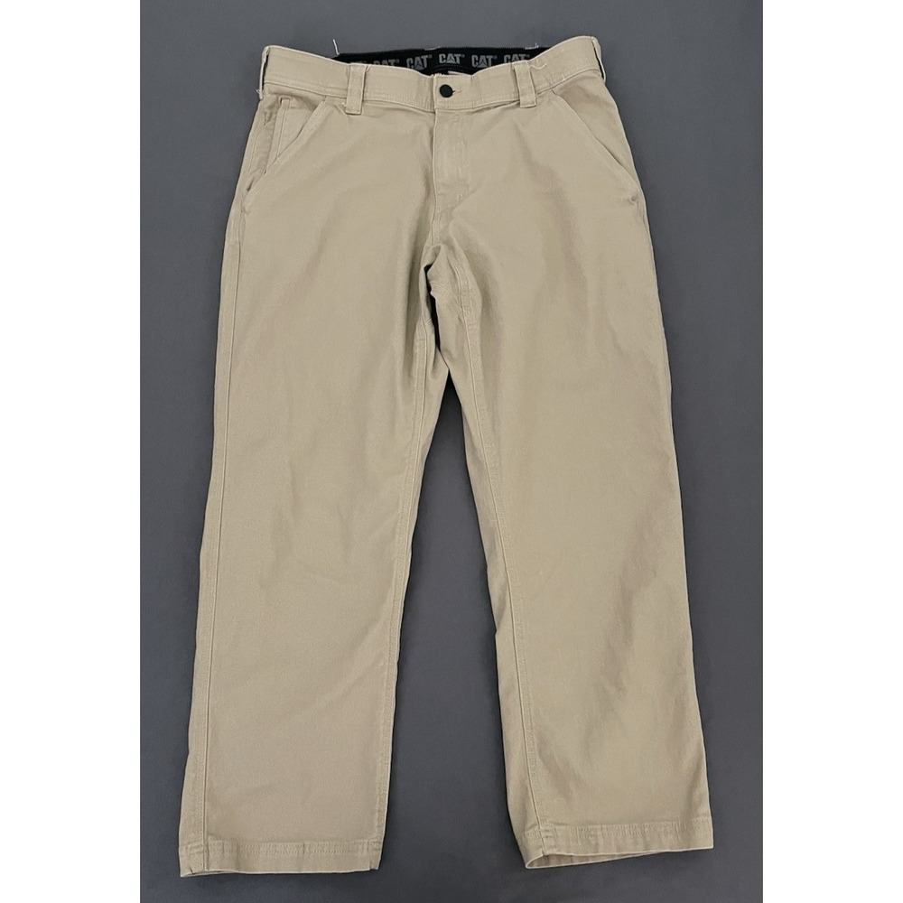 CAT Pants Adult Size 34W 29L Tan Caterpillar Trousers Workwear Casual Pants